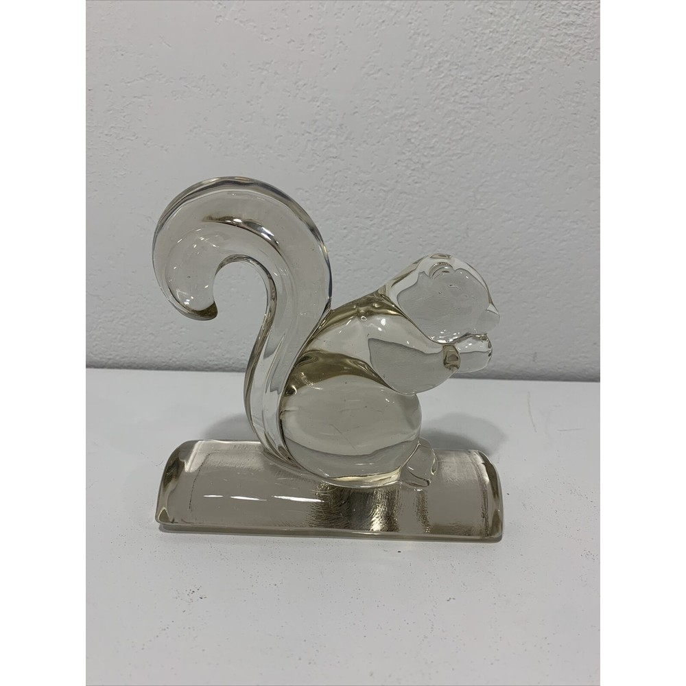 Vintage Barth Art Glass Squirrel On Curved Log Figurine Statue Bookend